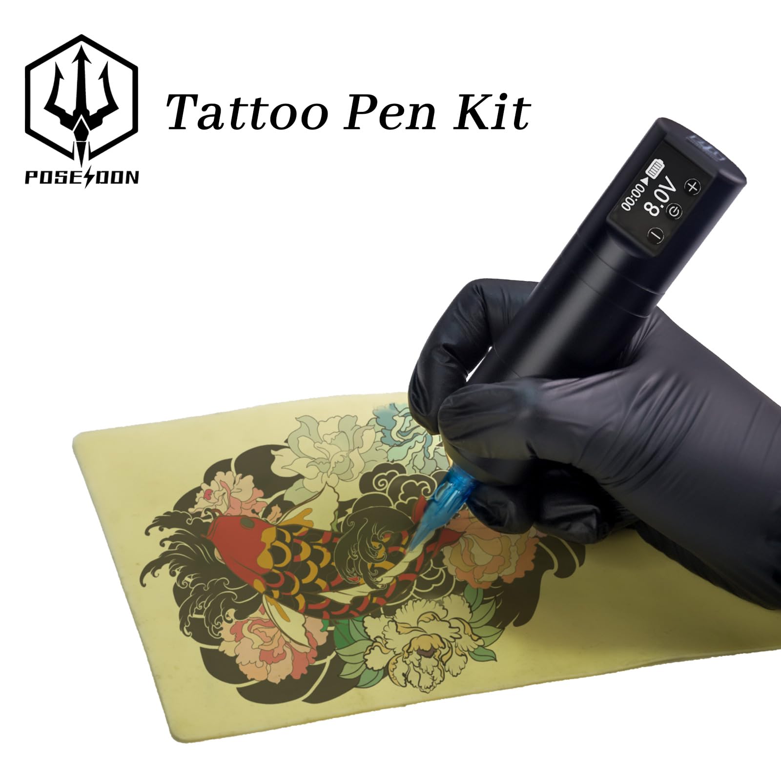 POSEIDON tattoo kit in case demonstrating portable storage for on-the-go sessions.