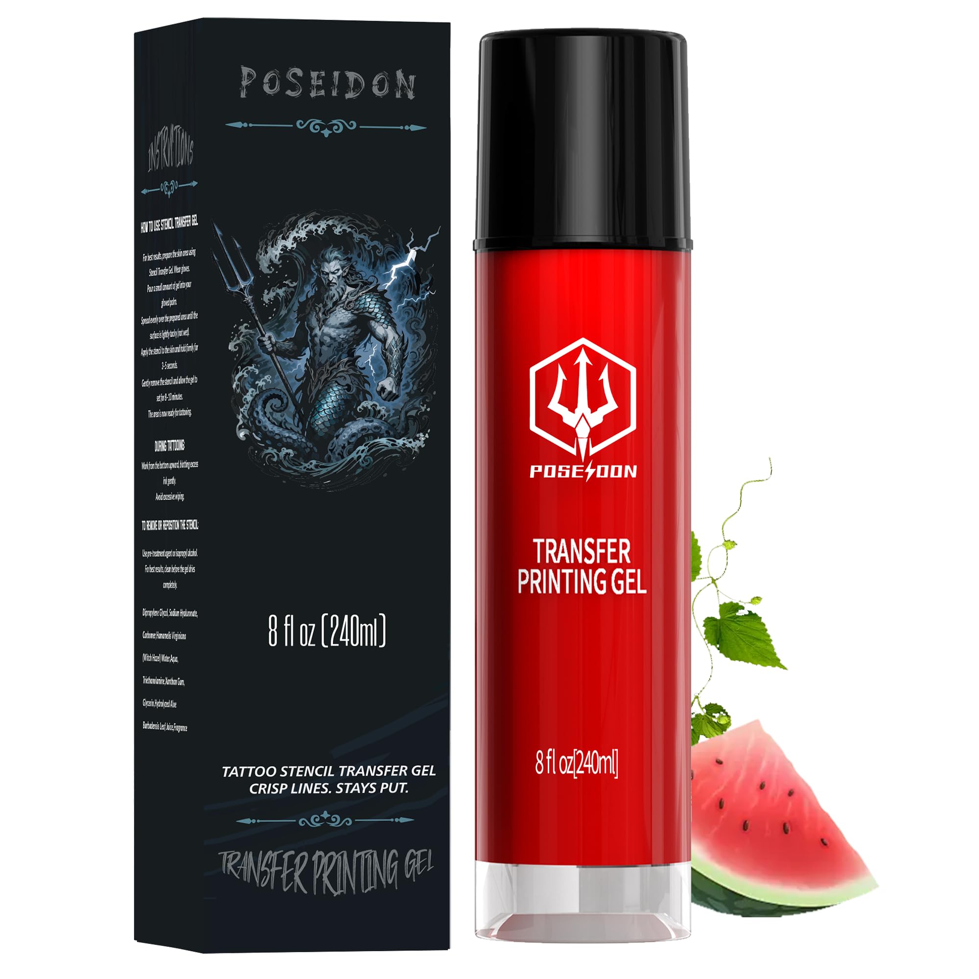 POSEIDON tattoo stencil transfer gel 8oz for precise outlines