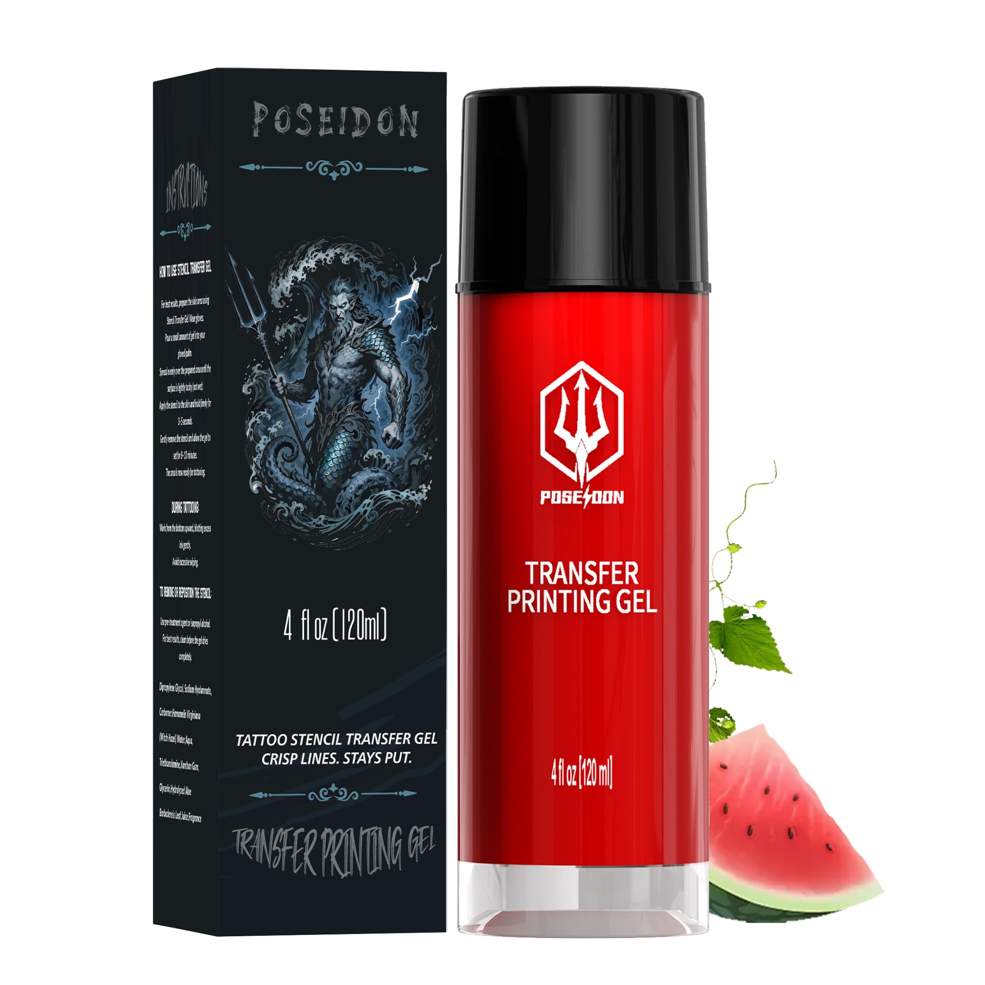 POSEIDON Tattoo Stencil Transfer Gel bottle front view highlighting easy-to-use packaging