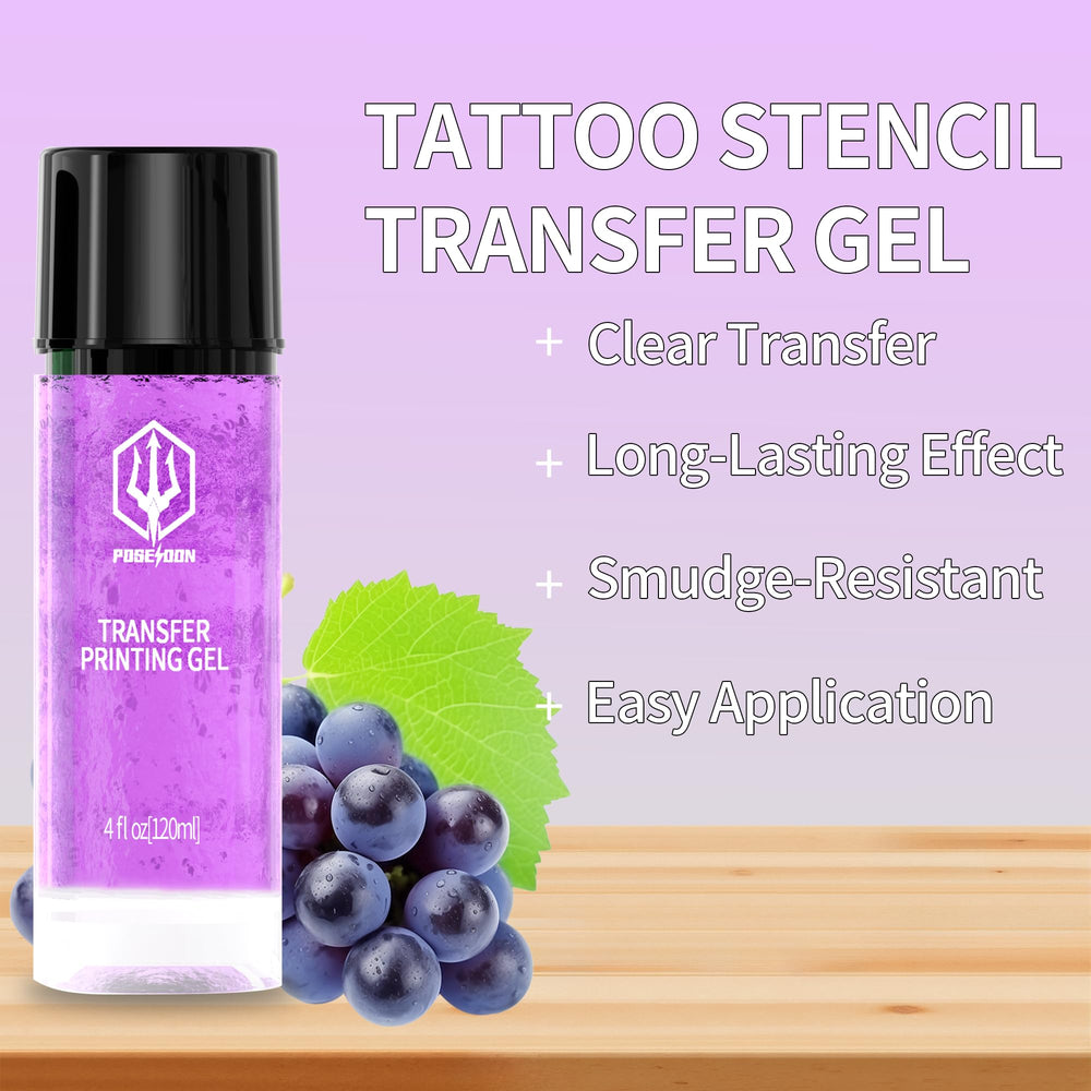 POSEIDON Tattoo Stencil Transfer Gel on gloved hand shows clean application
