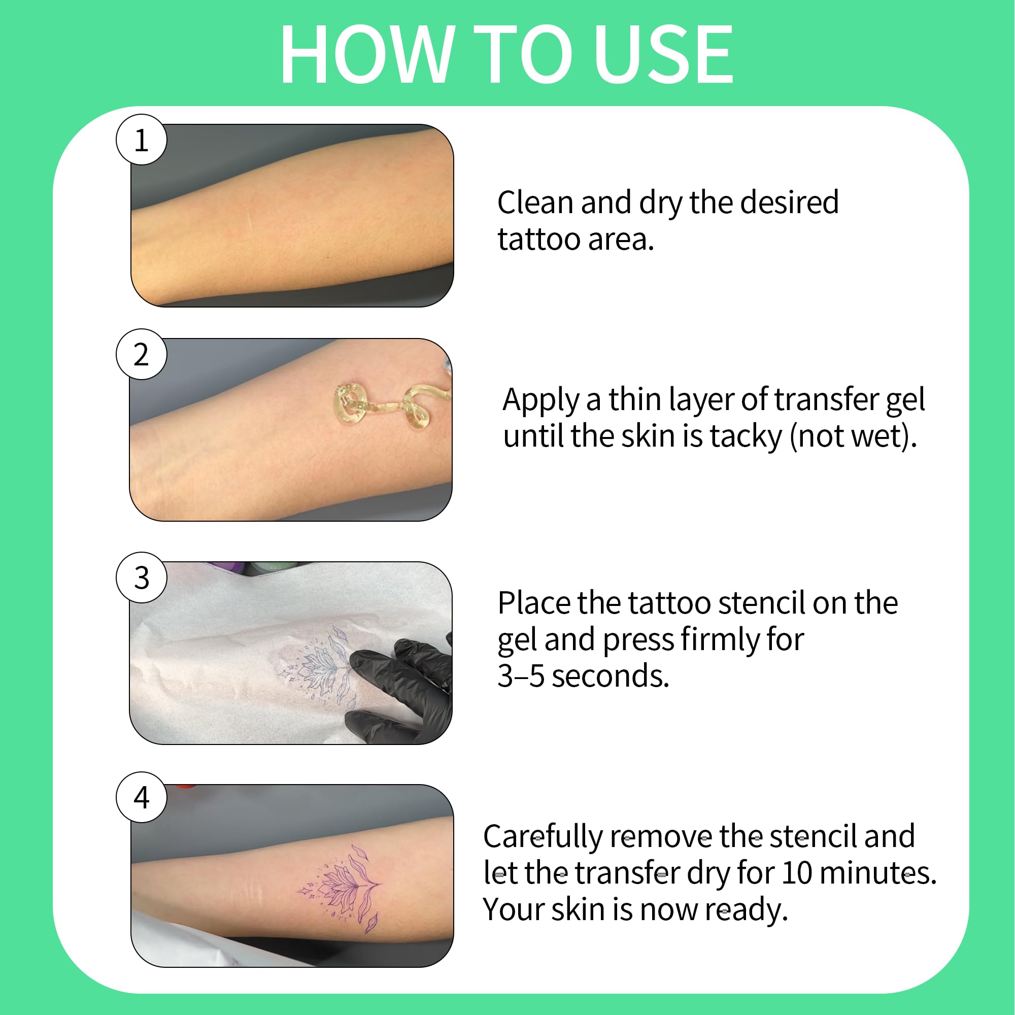 POSEIDON gel on skin shows sharp, precise outlines