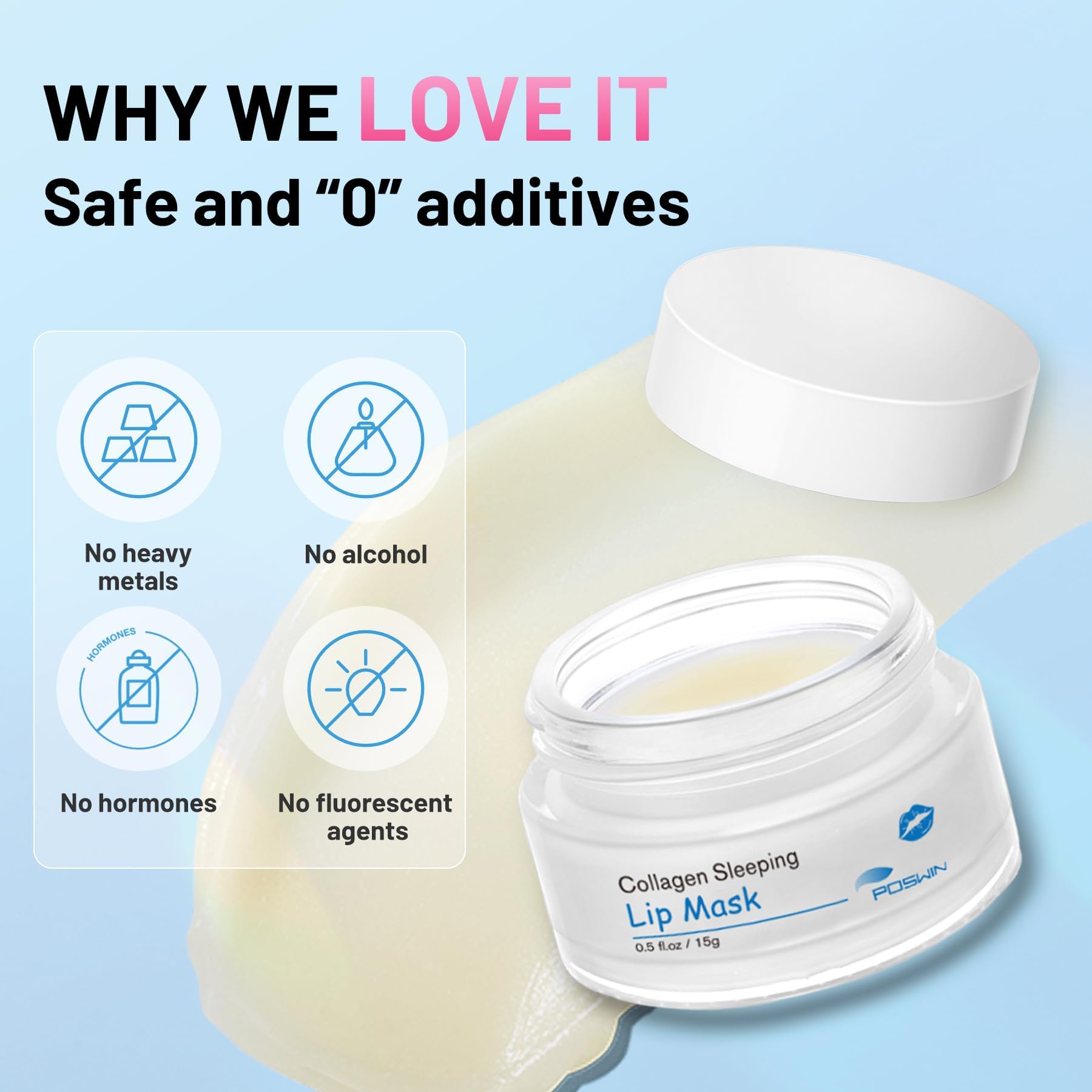 POSWIN Lip Sleeping Mask before-after showing improved softness and dryness reduction