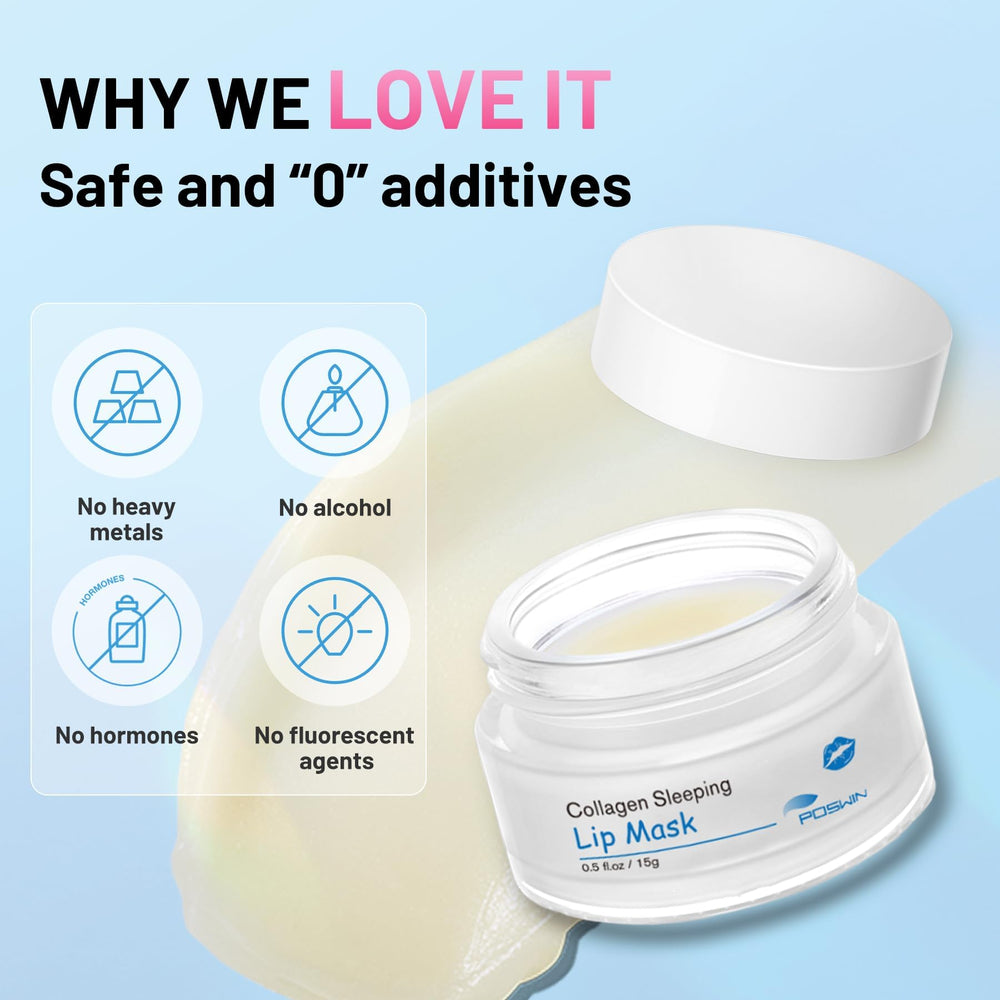 POSWIN Lip Sleeping Mask before-after showing improved softness and dryness reduction