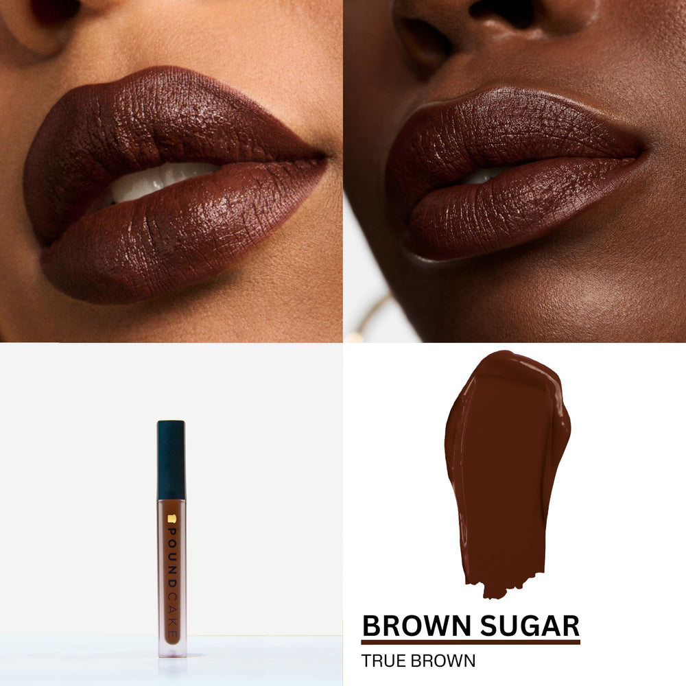 Pound Cake Cake Batter lipstick wand application shows precise, smooth color on lips