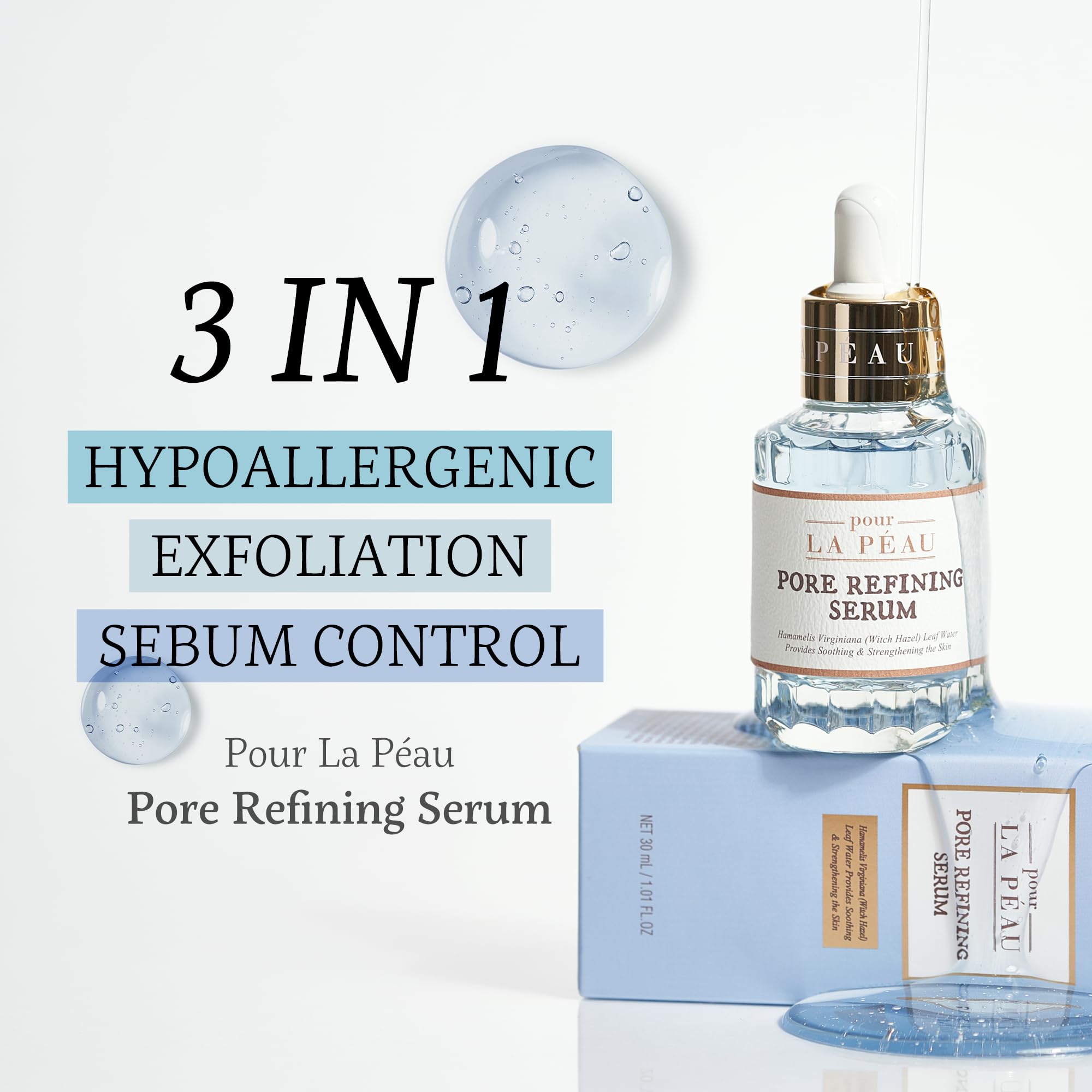 Pour La Peau serum texture closeup shows gentle exfoliation.