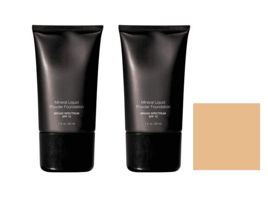 Pousutong Beauty Deals mineral liquid foundation, pack of 2 bottles with SPF15 for a natural, silky finish.