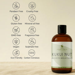 Pousutong Kukui Nut Oil on hair shows smoother, shinier strands.