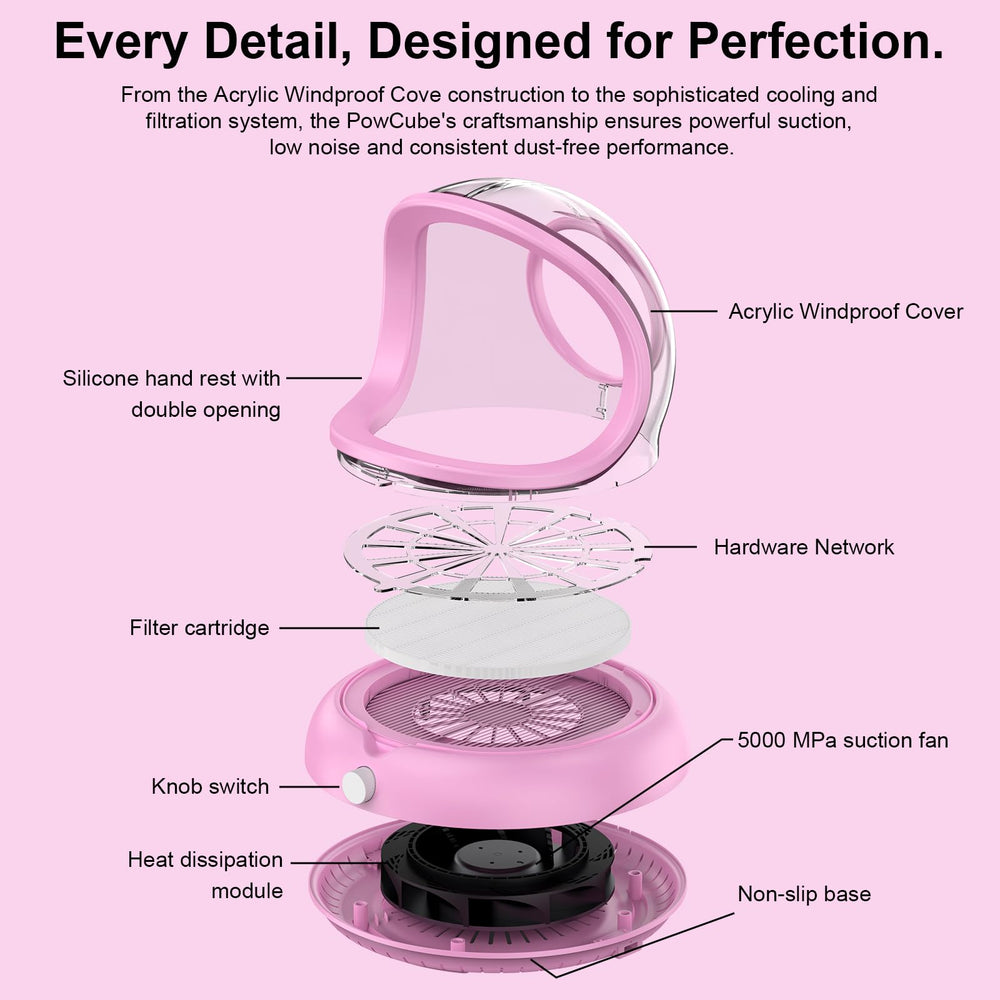 PowCube pink design adds a stylish touch to desks.