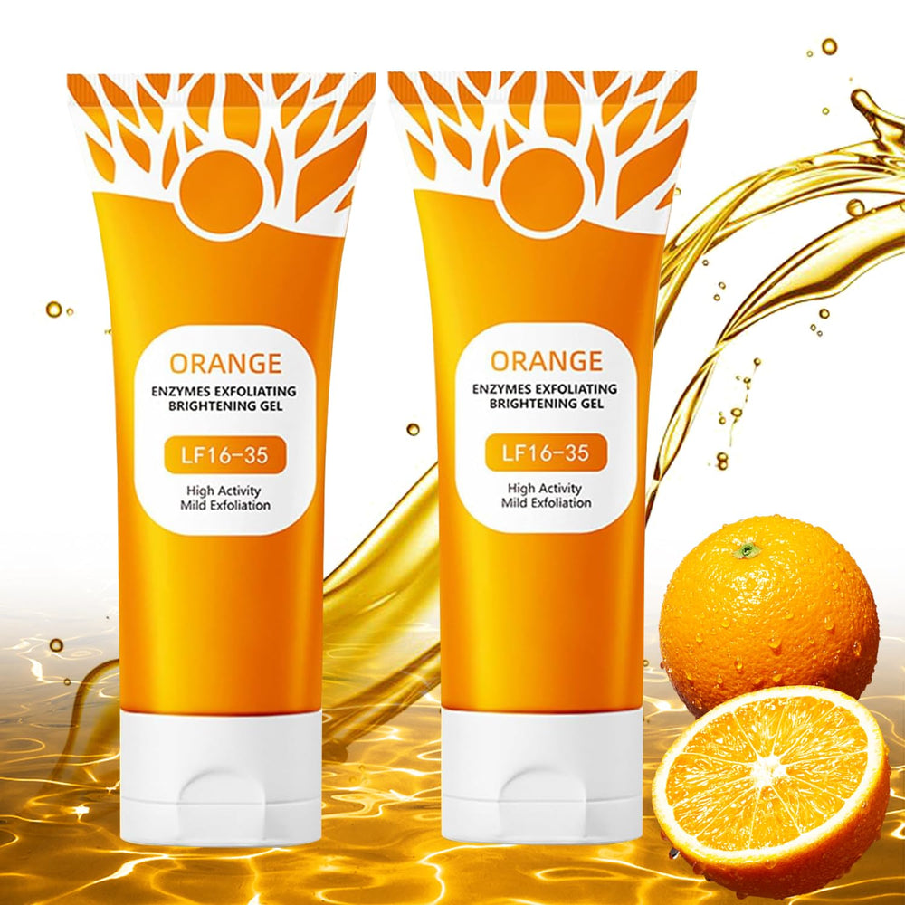 POYICGS orange exfoliating gel bottle pour for deep cleanse and refreshed pores.