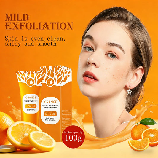 POYICGS orange exfoliating gel close-up texture showing gentle exfoliation.