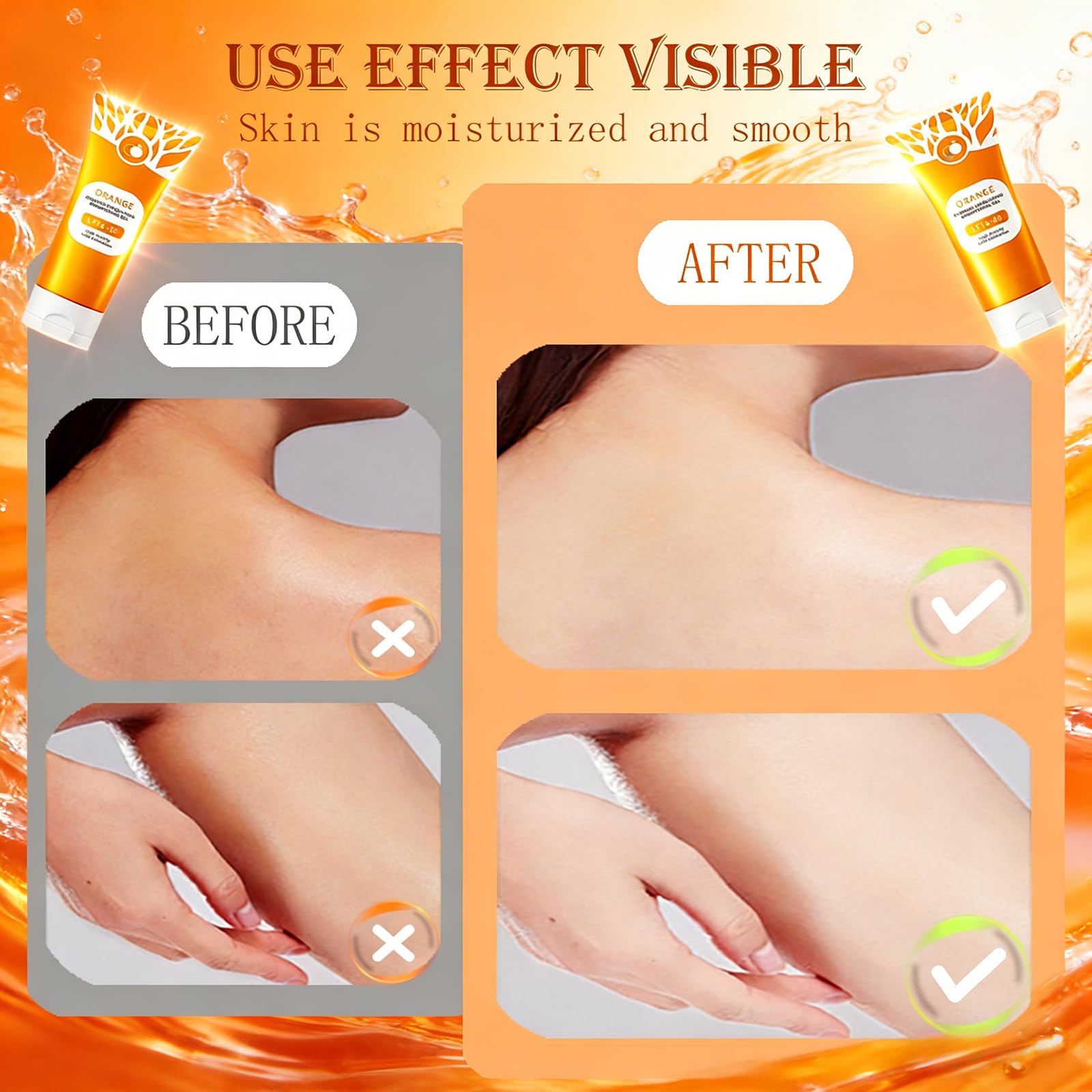 POYICGS orange exfoliating gel close-up focusing on pore cleansing effect.