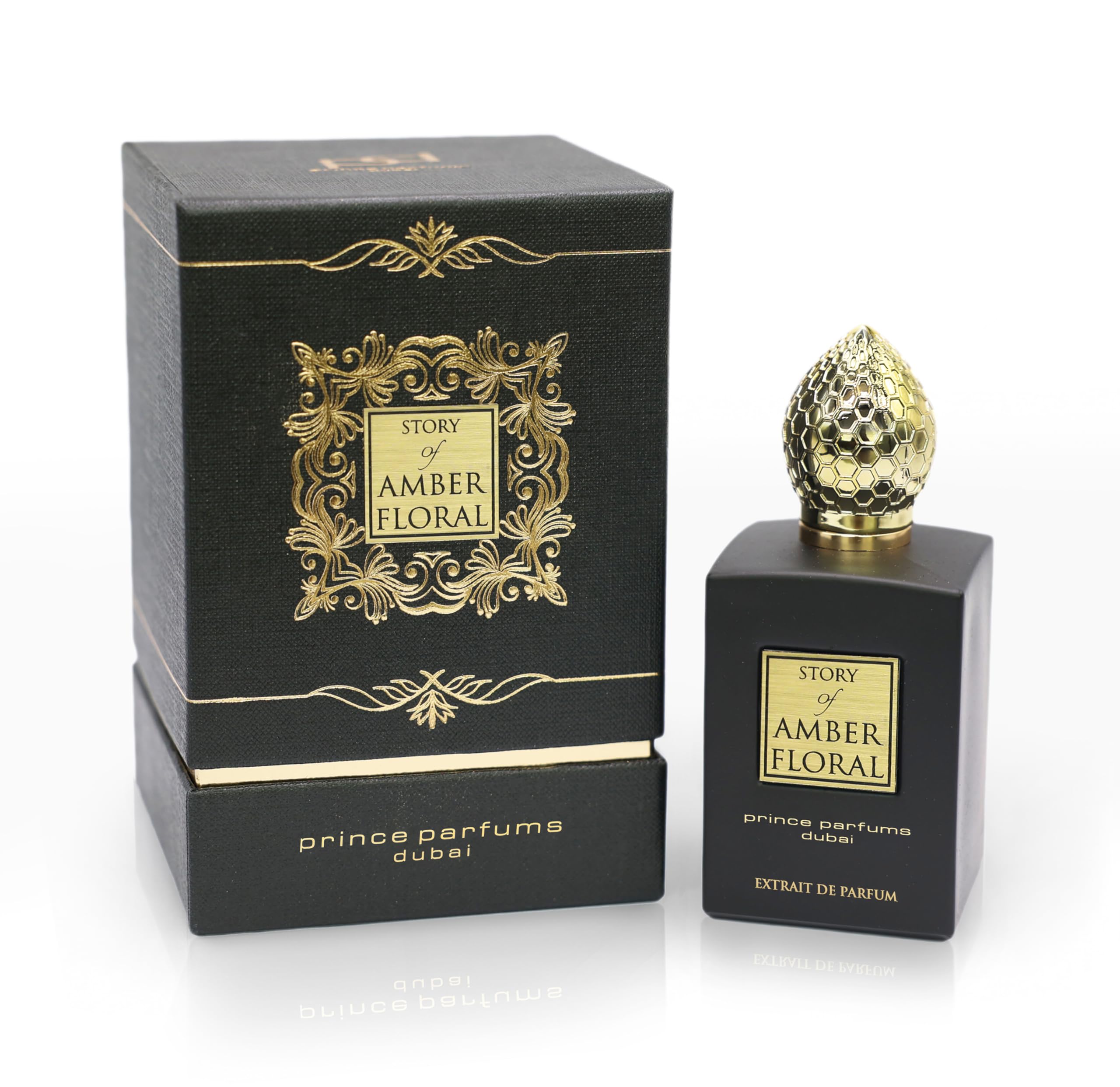 Prince Parfums Dubai Amber Floral bottle front exudes luxury and evening allure
