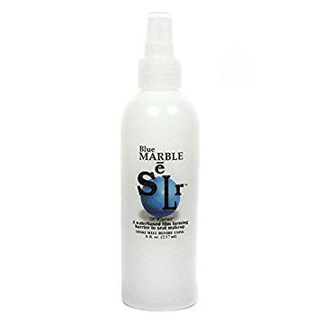 PPI Blue Marble waterproof makeup setting spray bottle for sensitive skin.