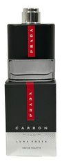 Prada Luna Rossa Carbon travel-size box emphasizes compact, on-the-go design