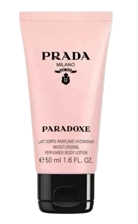 Prada Paradoxe Mini lotion, compact travel size for quick fragrance layering.