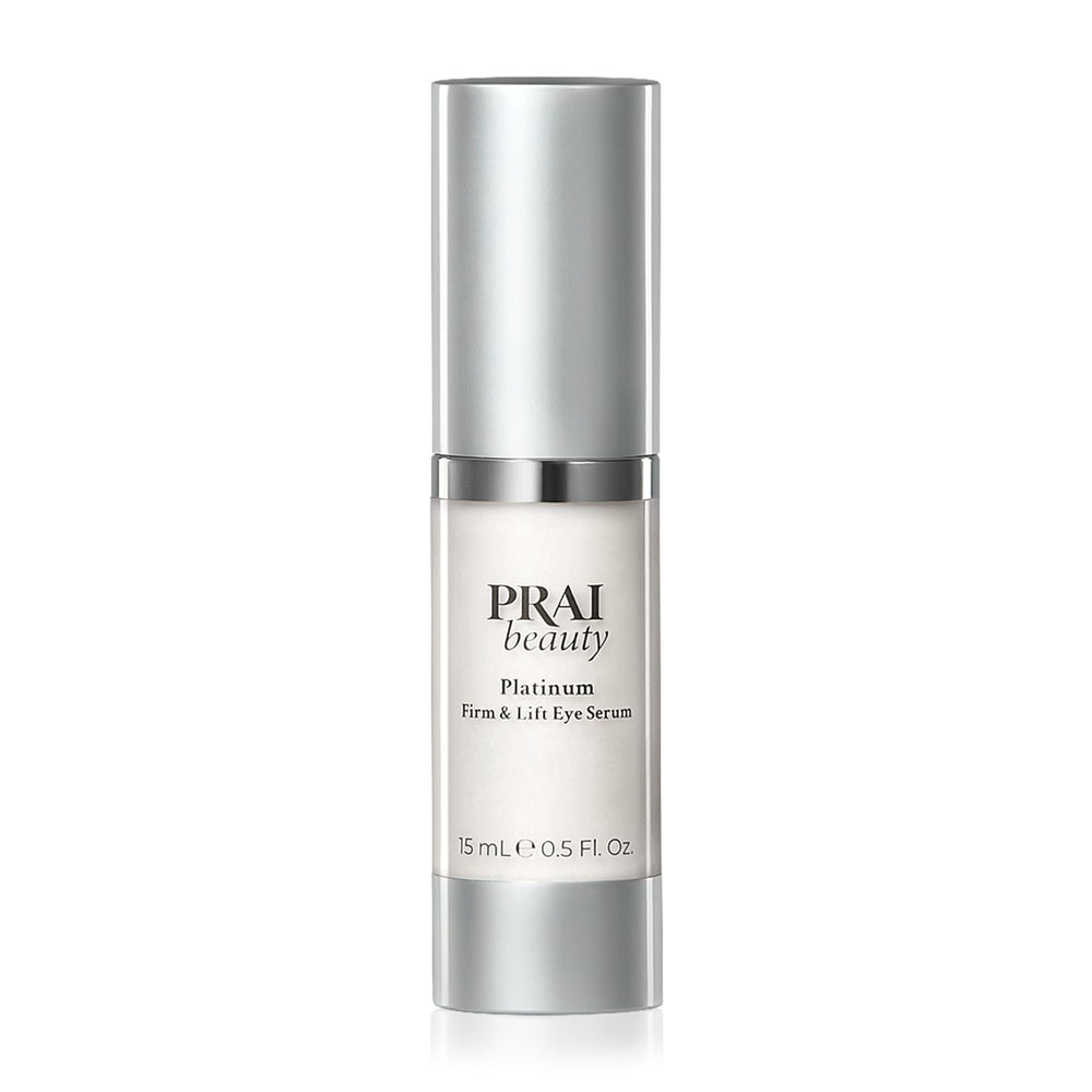 PRAI Beauty Platinum Firm and Lift Eye Serum bottle for under-eye care