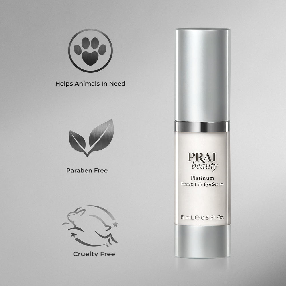 Ingredients highlight platinum and PRAI extract for skin care