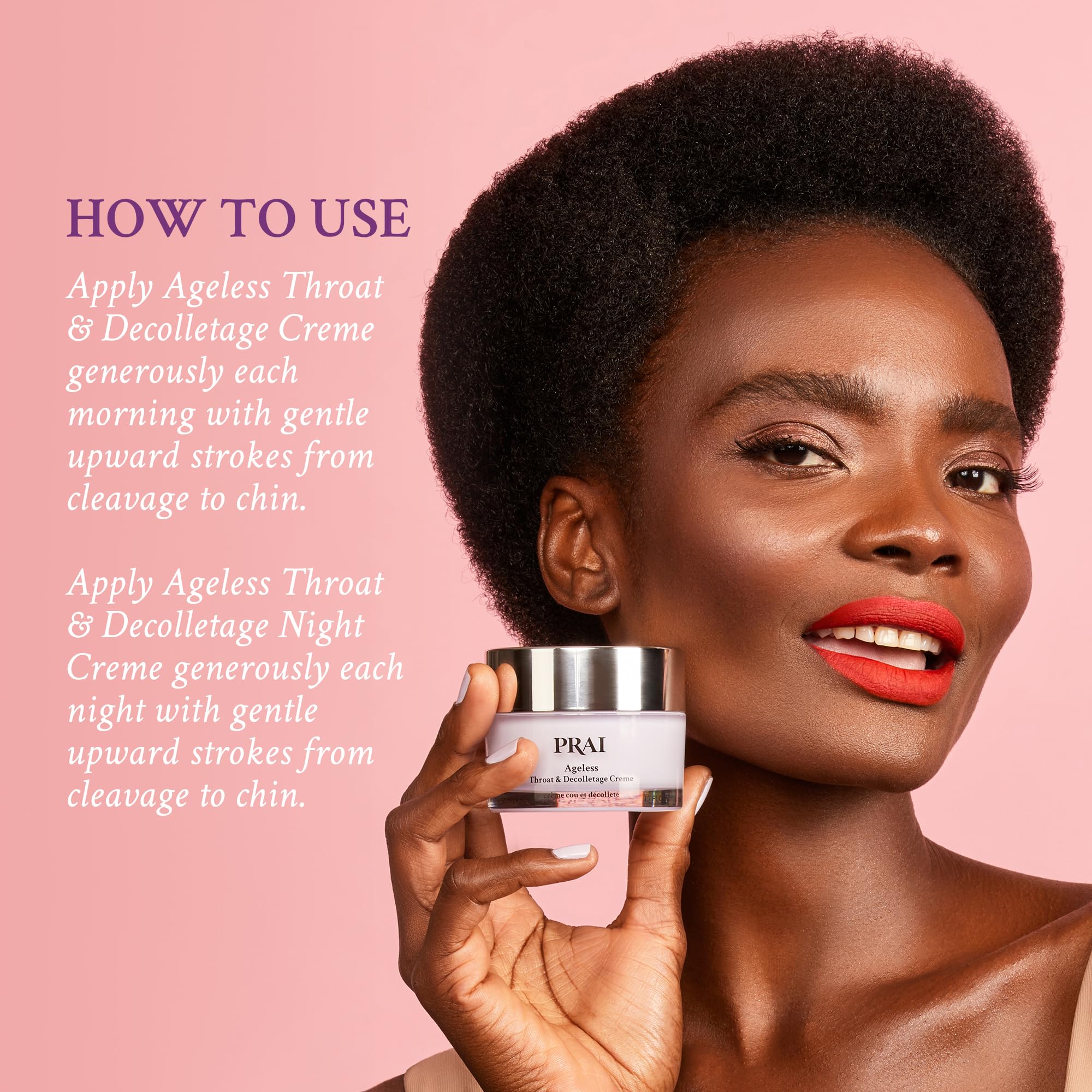 PRAI Hyaluronic Acid glow closeup indicates plumping and firming benefits.