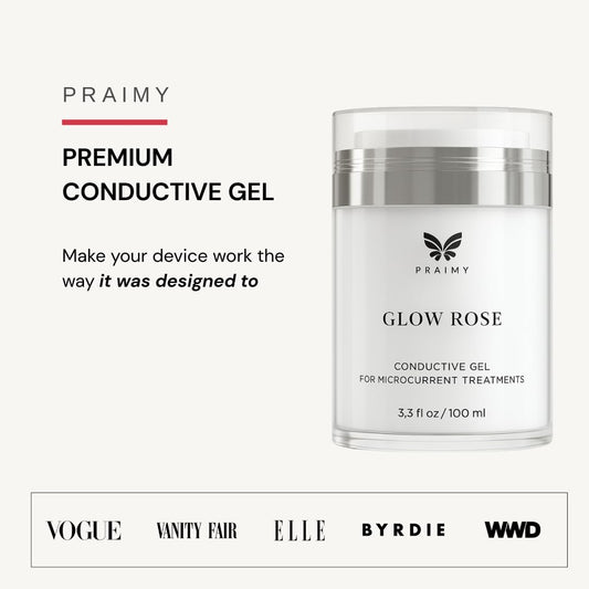 Praimy Glow Rose gel pour demonstrates smooth, non-drying formula ideal for continuous device operation.