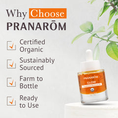 Pranarom Glow Treatment Moisture Oil in a spa-like scene promising calm skin rituals