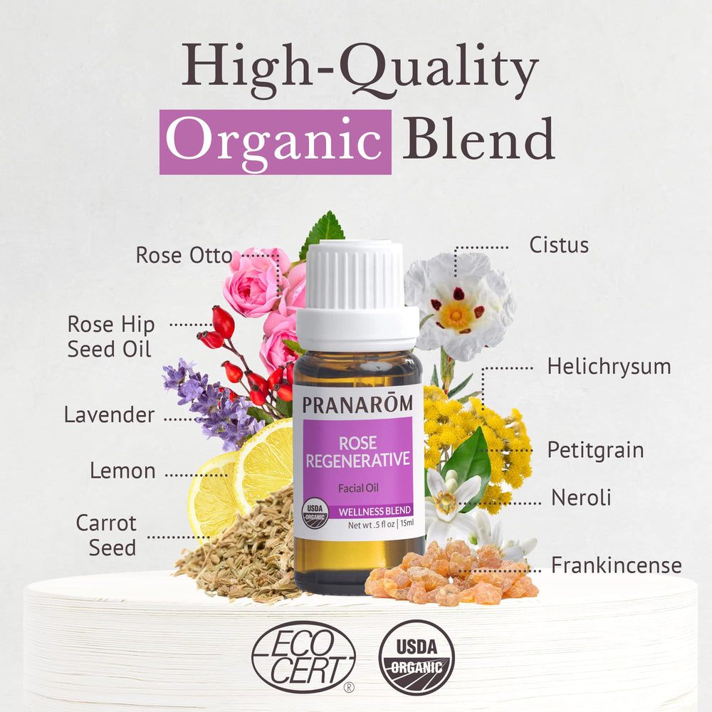 Pranarom Rose Regenerative Face Oil ingredients from organic farms