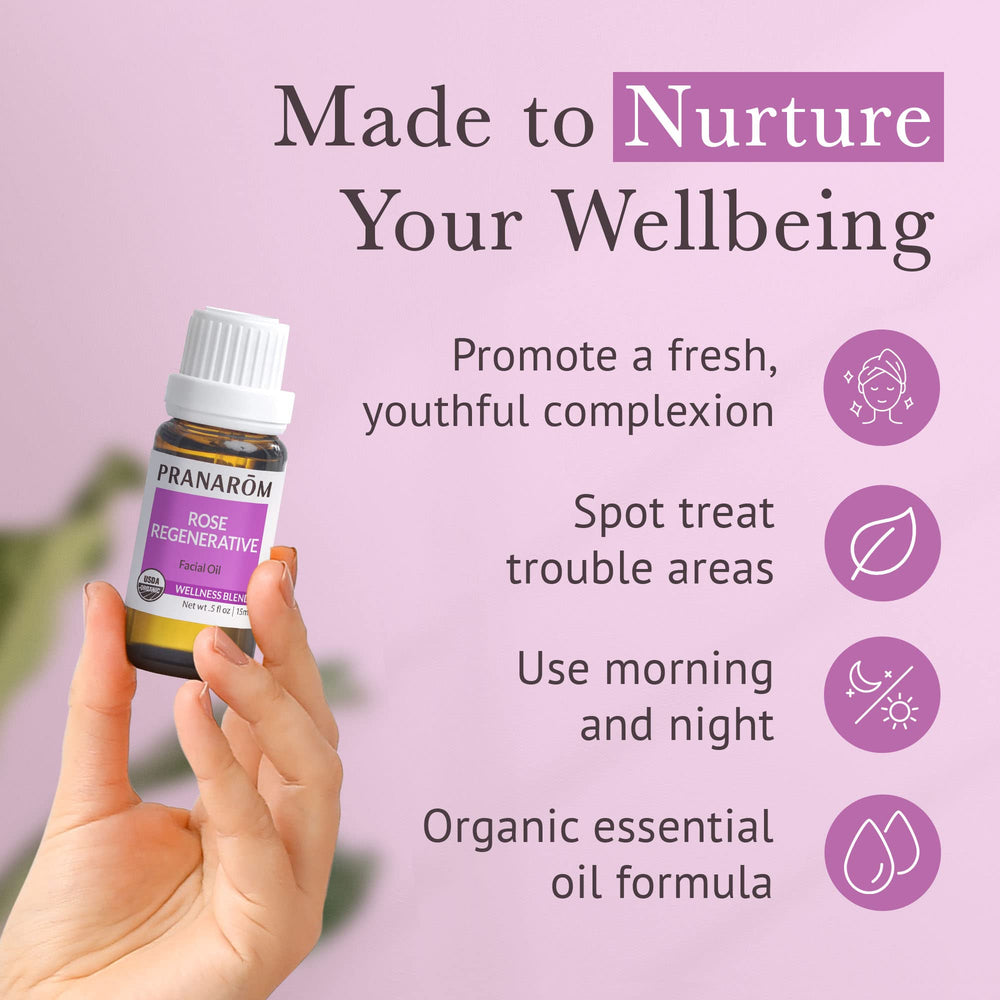 Pranarom Rose Regenerative Face Oil lavender note scent close-up