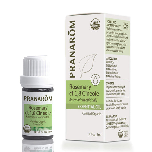 Pranarom Rosemary Cineole 5ml bottle for diffusion and aroma-rich sessions.