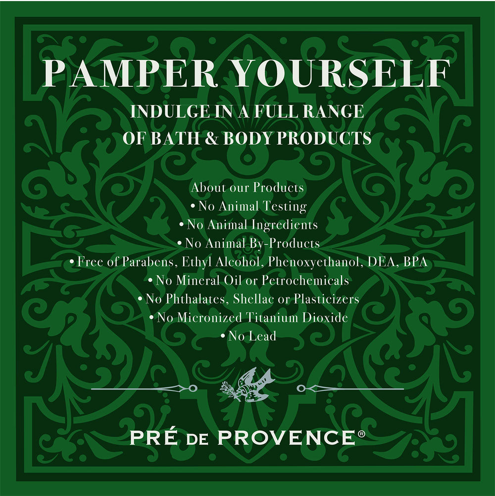 Post-shower use by Pre de Provence promotes smooth, hydrated skin.