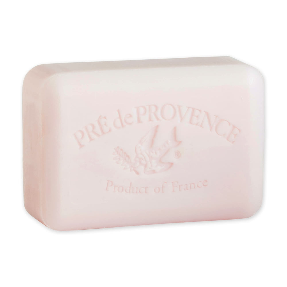 Pre de Provence lily valley soap bar displays a creamy lather.