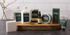 Pre de Provence lotion in hand demonstrates quick-penetrating moisture after shower.
