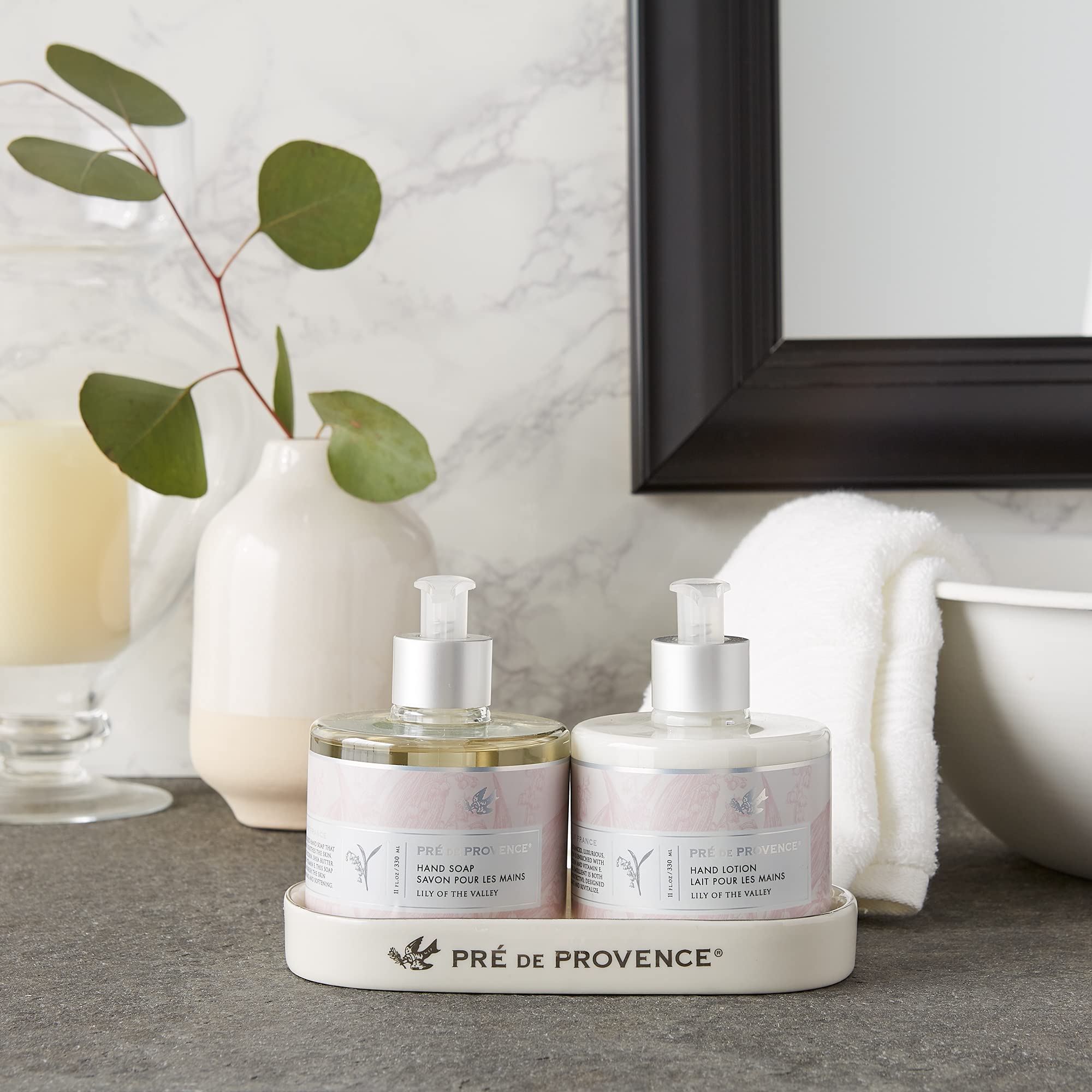 Pre de Provence hand soap with Vitamin E and Glycerin nourishes while cleansing.