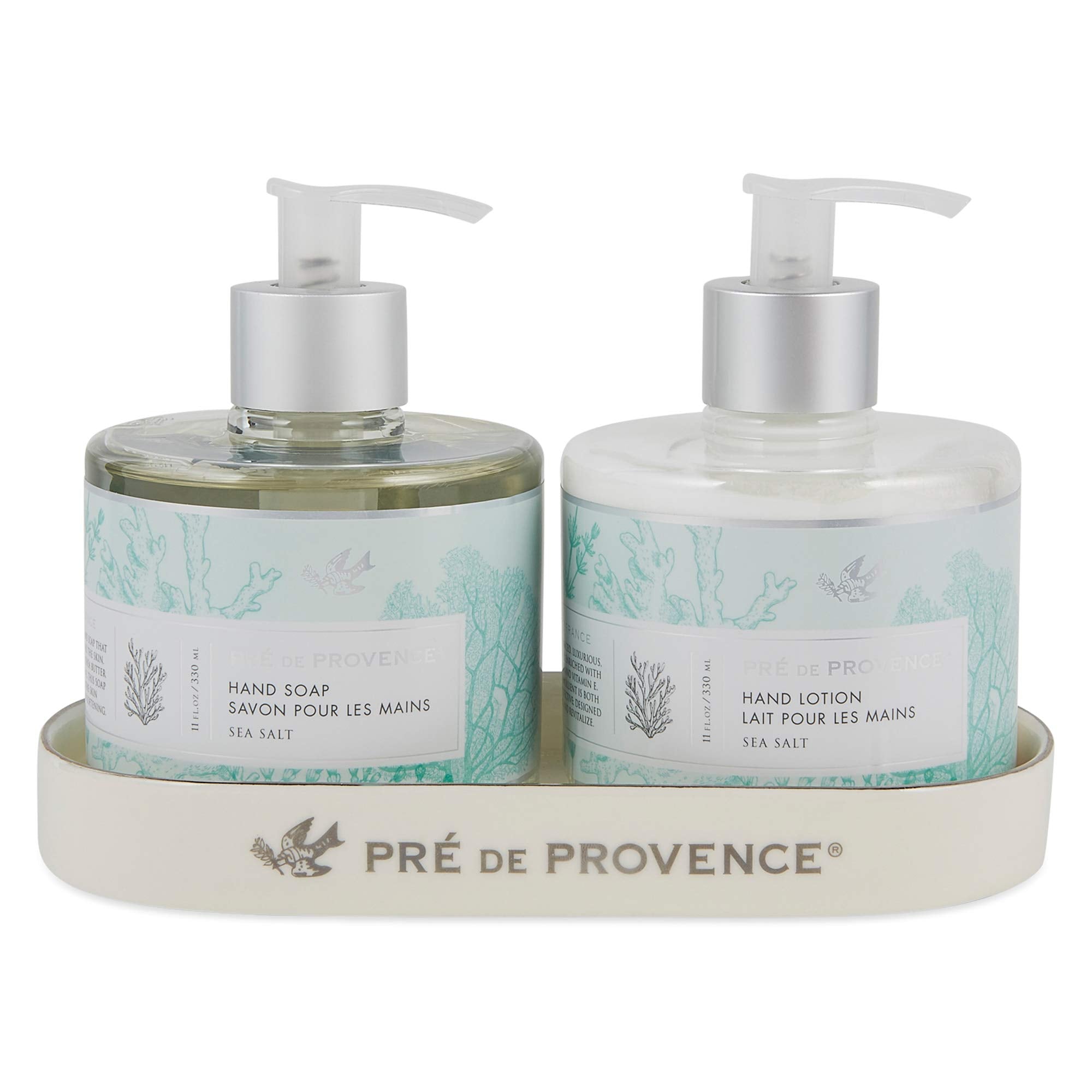 Pre de Provence bottle close-up highlighting vitamin E and glycerin benefits