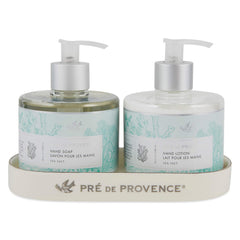 Pre de Provence bottle close-up highlighting vitamin E and glycerin benefits