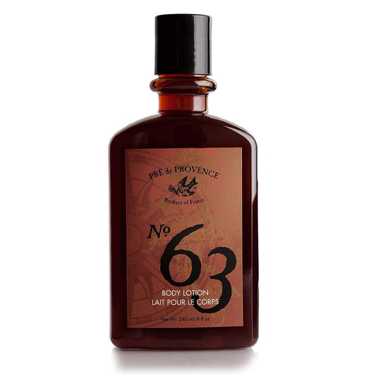 Pre de Provence No.63 men's lotion bottle front view for elegant grooming