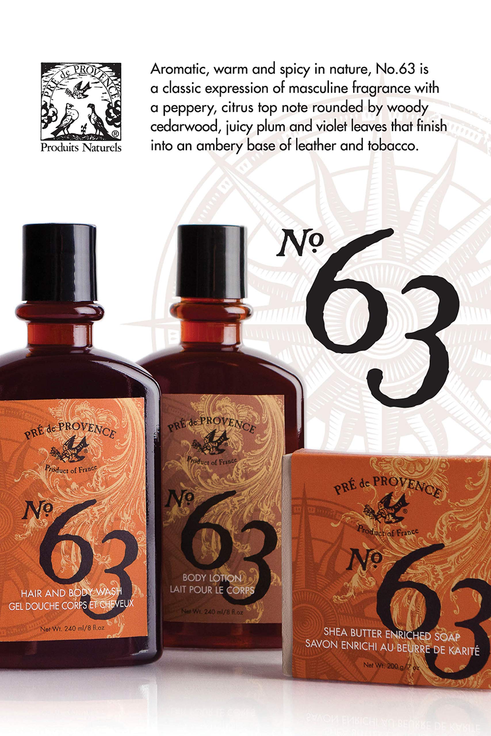No.63 lotion packaging box with classic Provencal branding
