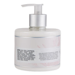 Close-up of Pre de Provence lotion texture showing creamy, easy-to-apply consistency.
