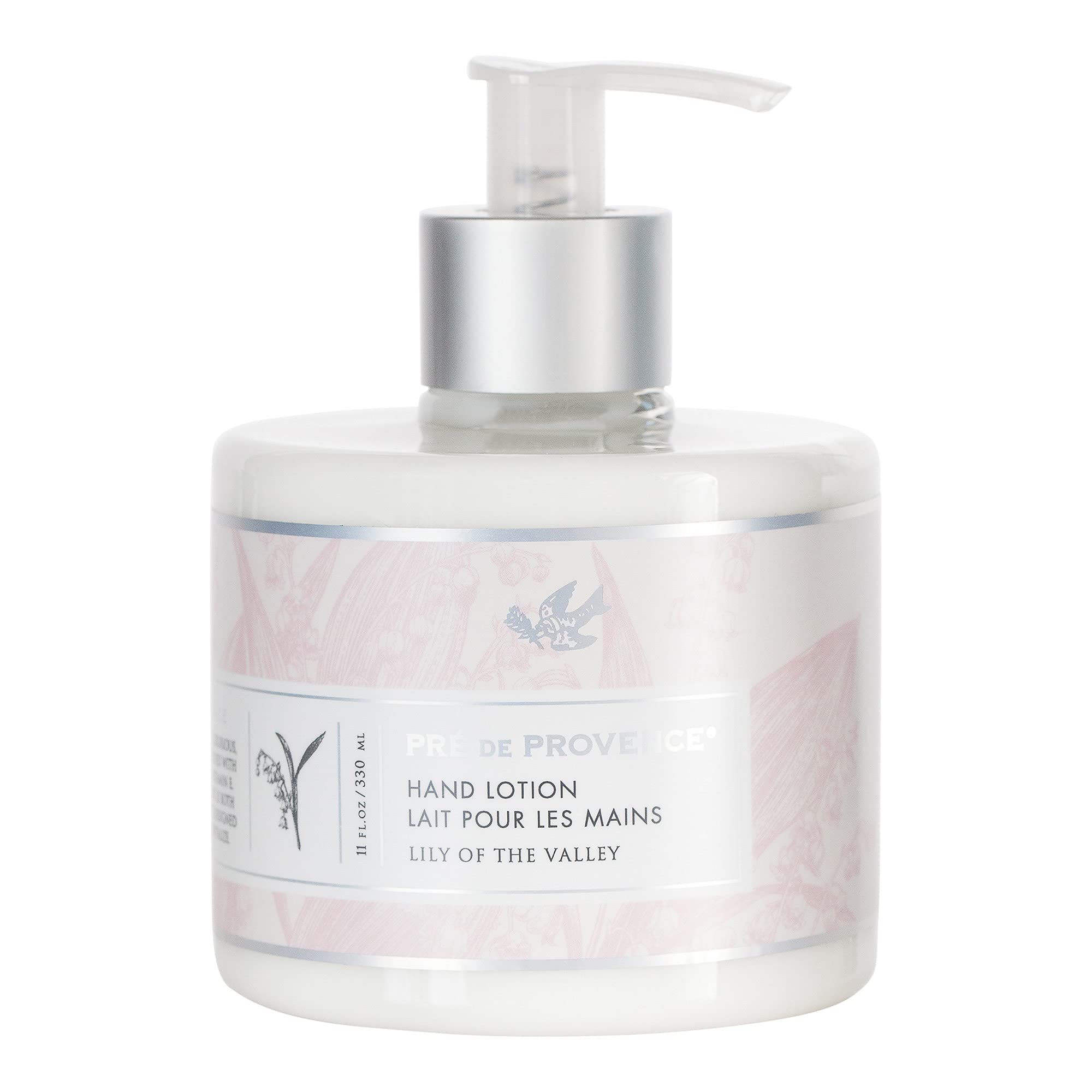 Pre de Provence Shea Butter hand lotion bottle with Lily of the Valley for silky hydration.