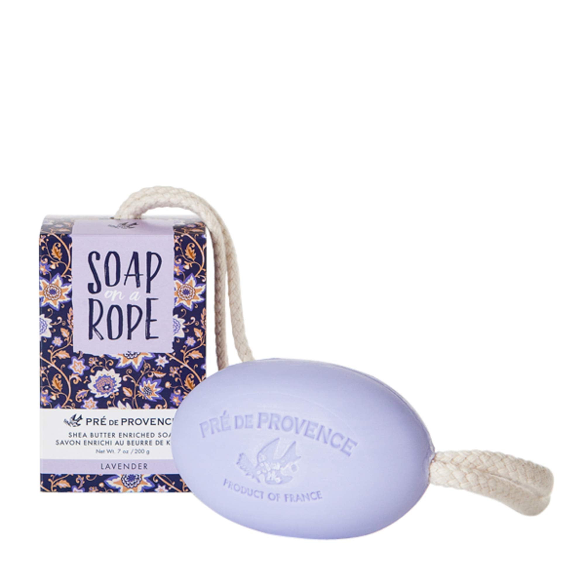 Pre de Provence lavender soap on a rope, 200g, ready for everyday use.