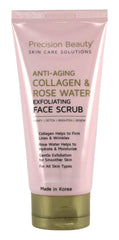 Precision Beauty anti-aging exfoliating scrub bottle provides gentle exfoliation for radiant, refreshed skin.
