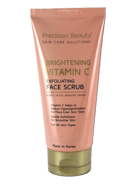 Precision Beauty Brightening Vitamin C Exfoliating Face Scrub tube for gentle exfoliation and brighter skin