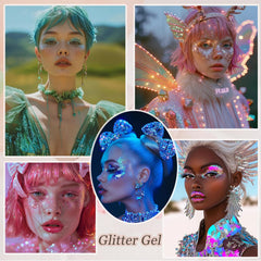 Prehot face glitter gel in purple enhances magical concert looks