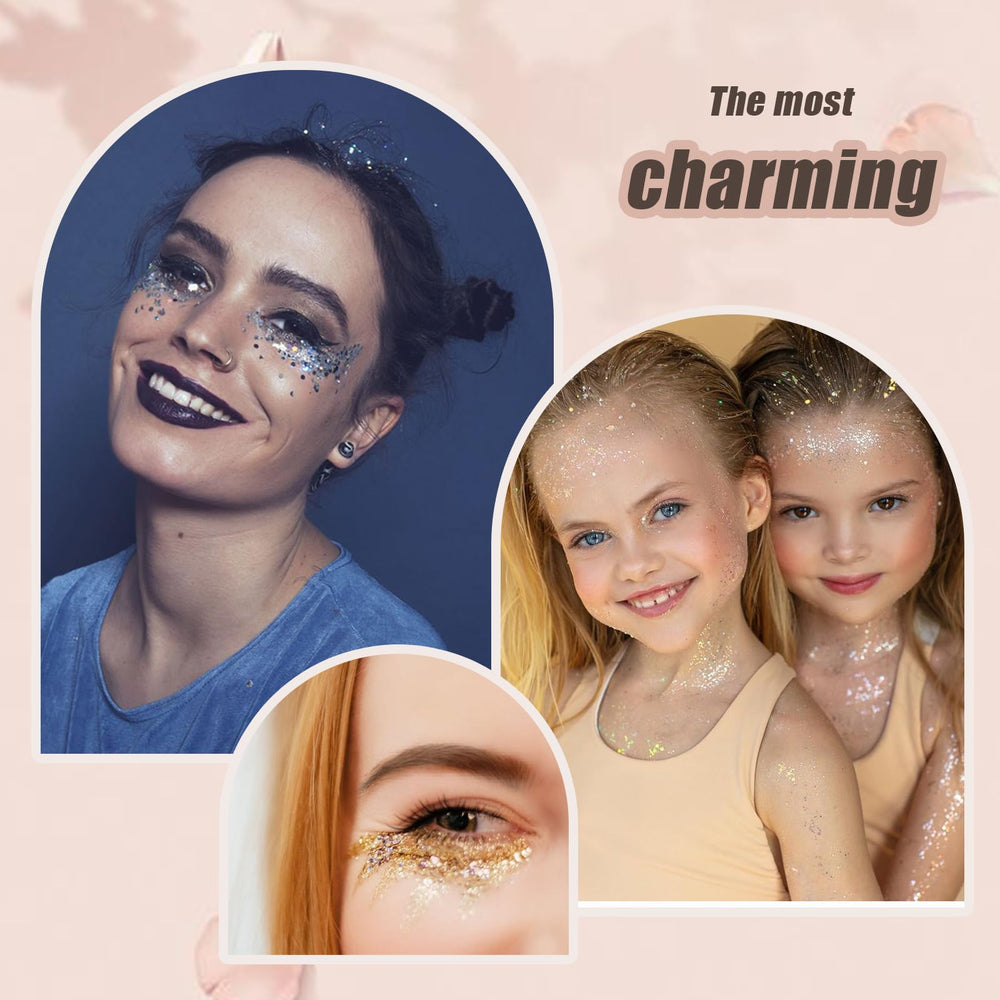 Prehot silver glitter tube delivers holographic sparkle and easy removal