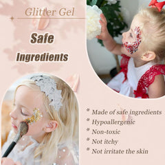 Prehot face glitter gel in silver creates radiant high-impact highlights