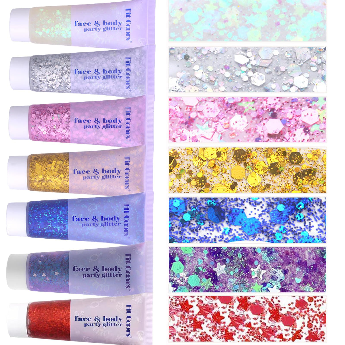 Prehot face glitter gel in white adds luminous festival shine to skin