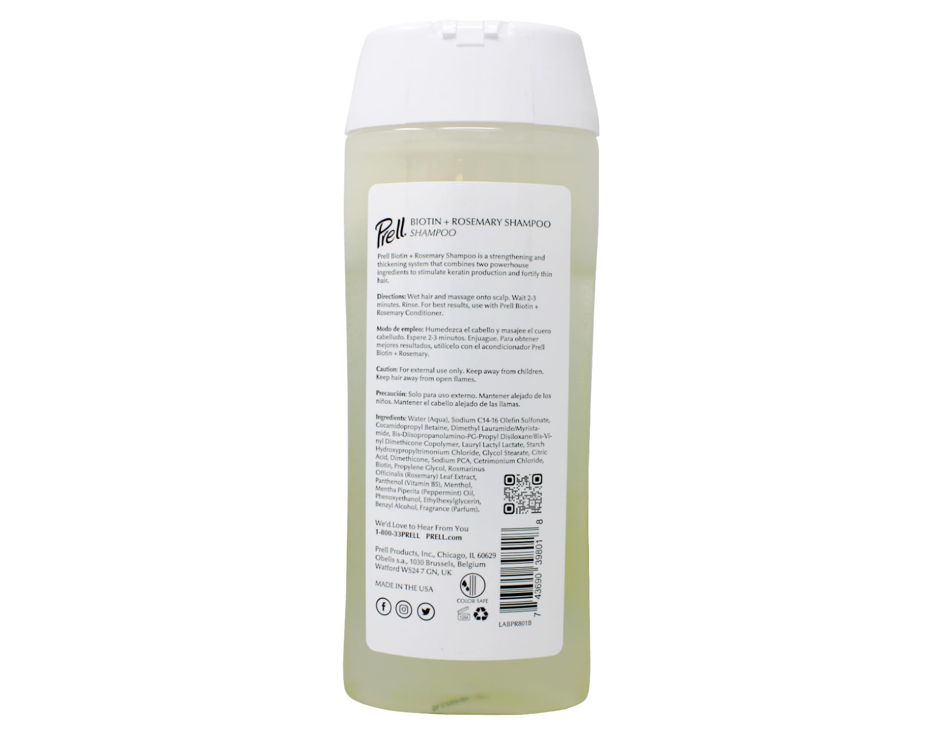 Prell Biotin + Rosemary shampoo ingredient highlight shows premium biotin and rosemary blend