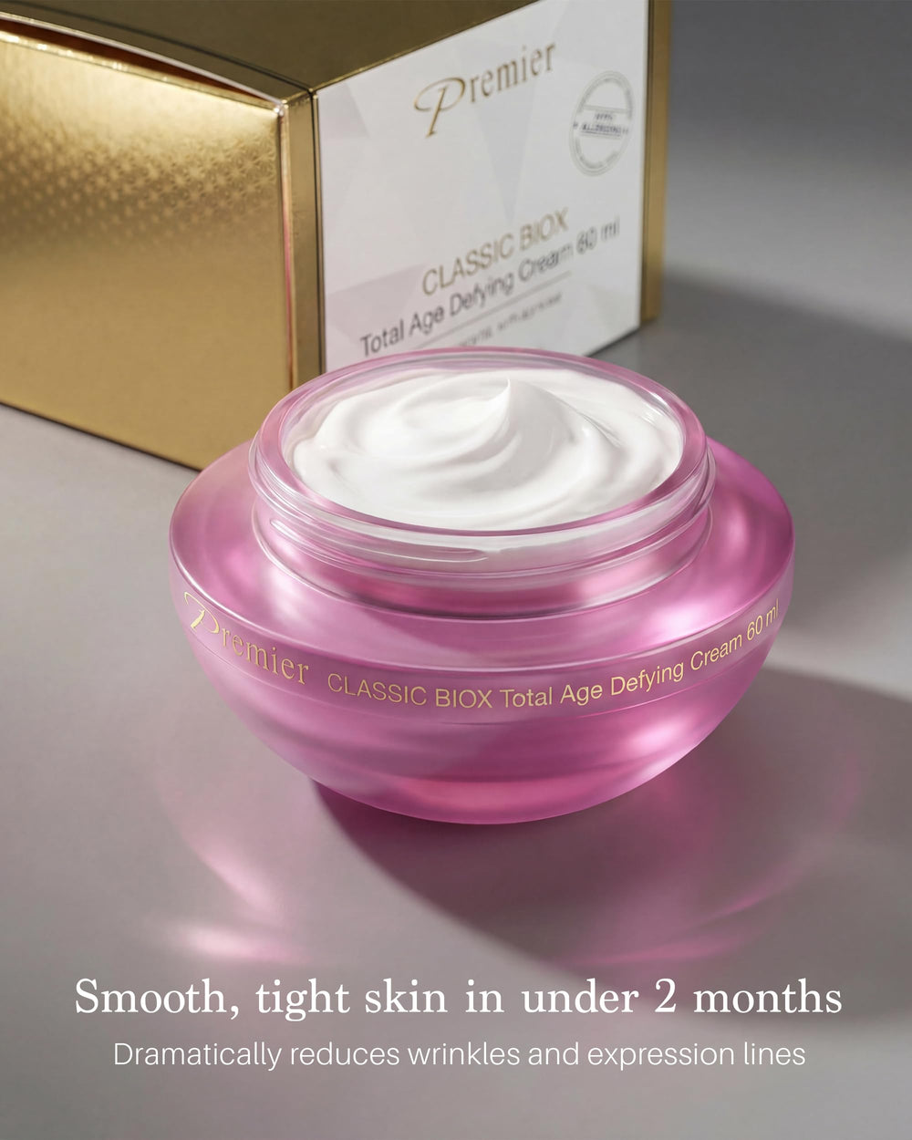 Close-up of Premier BIOX cream texture for smooth application