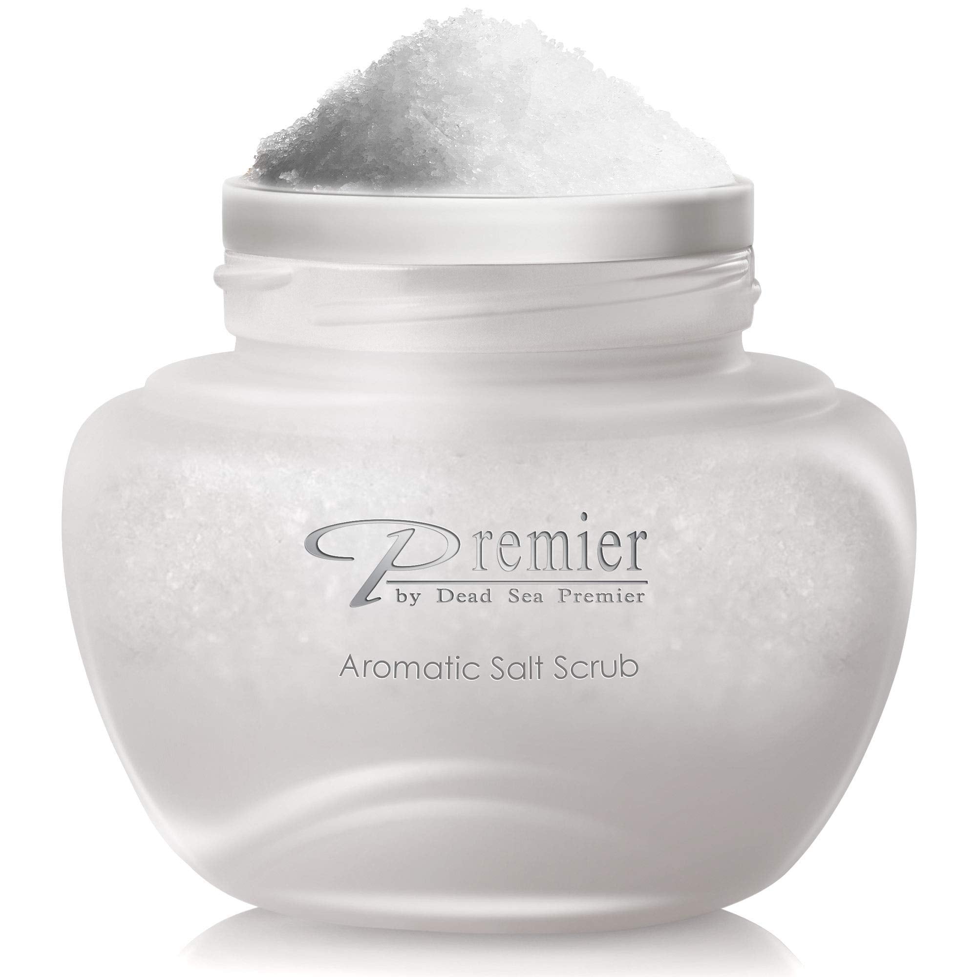 Premier Dead Sea Aromatic Salt Scrub Breeze Scent texture close-up with salt granules