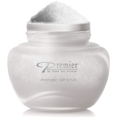 Premier Dead Sea Aromatic Salt Scrub Breeze Scent texture close-up with salt granules