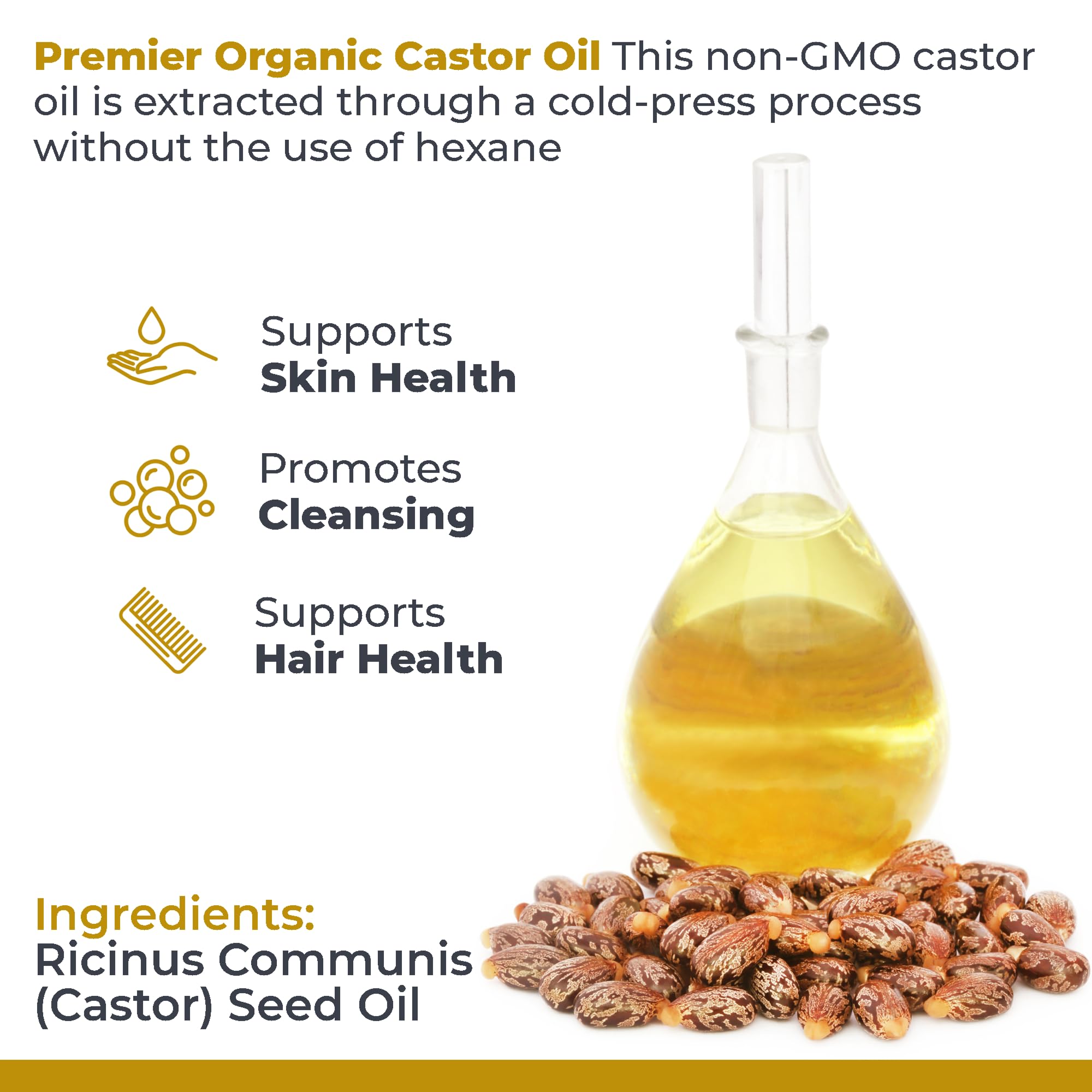 Castor oil used as a gentle facial cleanser and moisturizer by Premier Research Labs