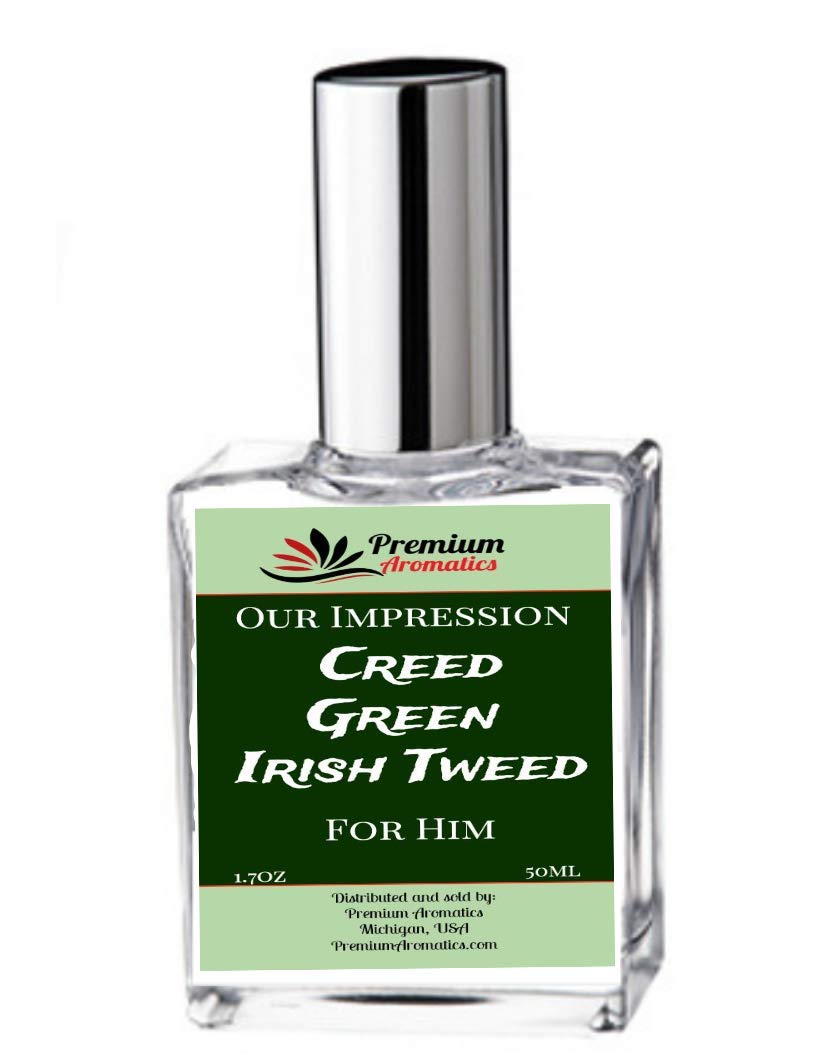 Premium Aromatics Green Irish Tweed fragrance spray bottle, ideal for everyday wear and subtle aromatics.